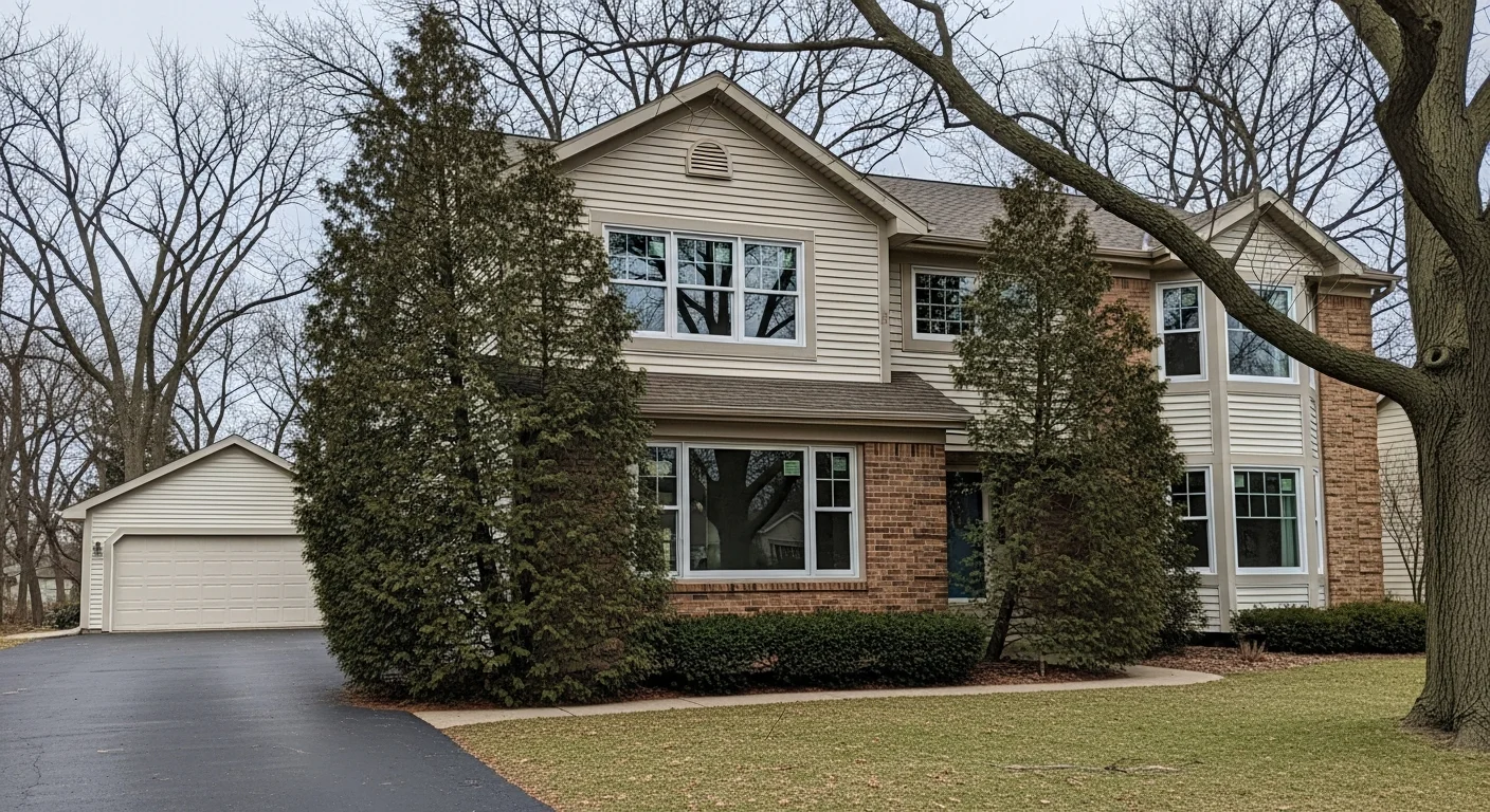 Residential home in Green Bay, Wisconsin with mature landscaping and clear driveway access typical of Northeast Wisconsin properties.